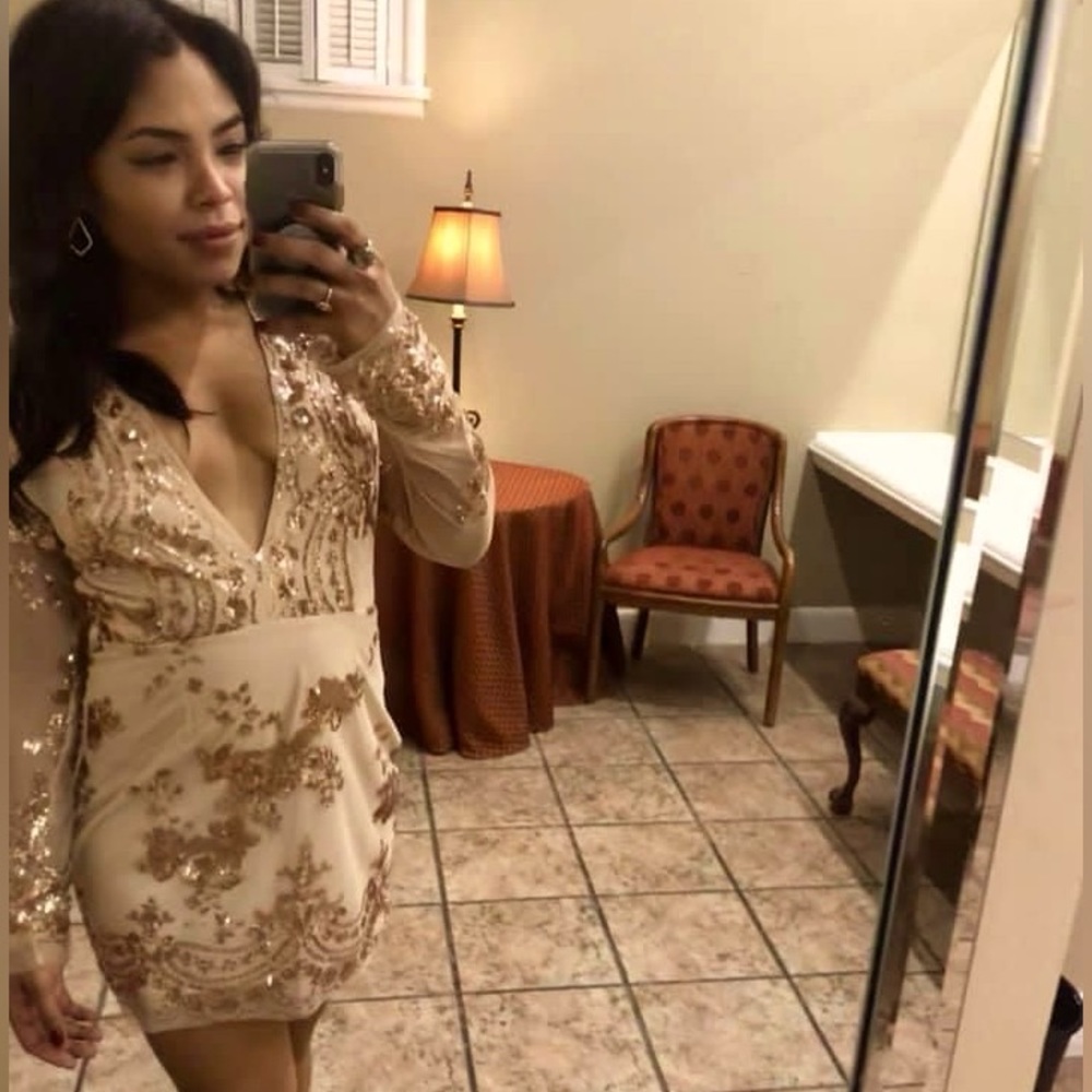 Nude Sequin Mini Dress